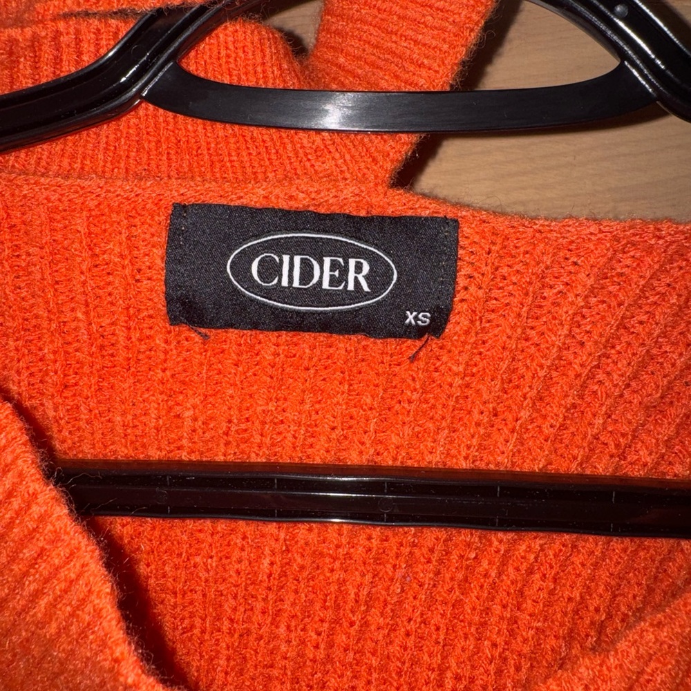 Cider Bright Orange Ribbed Cropped Sweater - Picture 3 of 5